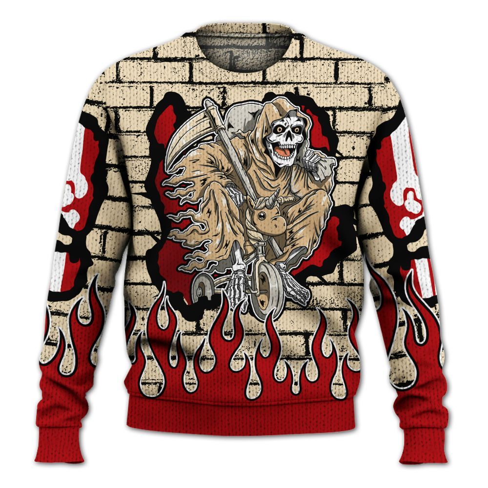 Knitted Sweater To Match Dunk Low Strawberry Waffle - Self Make Skeleton Crashed