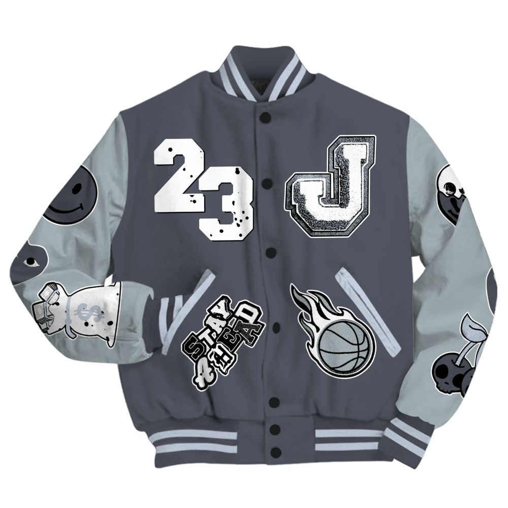 Varsity Jacket To Match Retro Wolf Grey 5s - Hustles Money Number 23 All Over Print