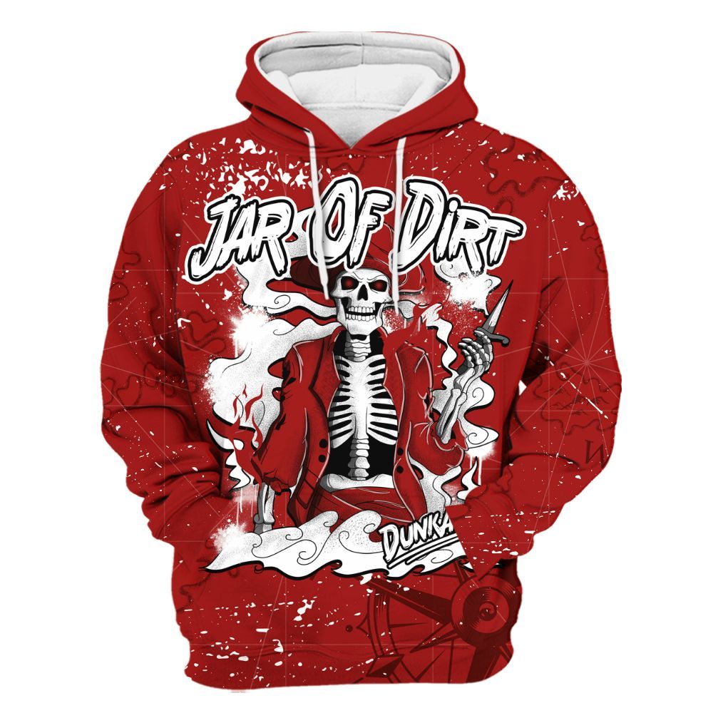 Hoodie To Match Red Taxi 12s - Skeleton Jar Of Dirt Retro Red Taxi 12s Outfit All Over Print