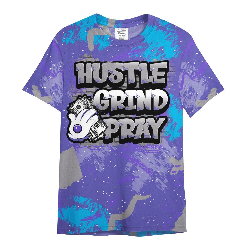 Shirt To Match Retro Aqua 8s - Hustle Grind Pray All Over Print