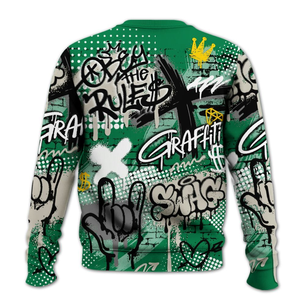 Sweatshirt To Match Lucky Green 2s - True It Real Graffiti Streetwear All Over Print