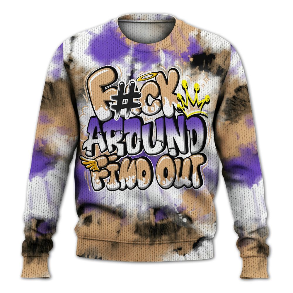 Knitted Sweater To Match SE Afrobeats 7s - Tie Dye FK Around Find Out