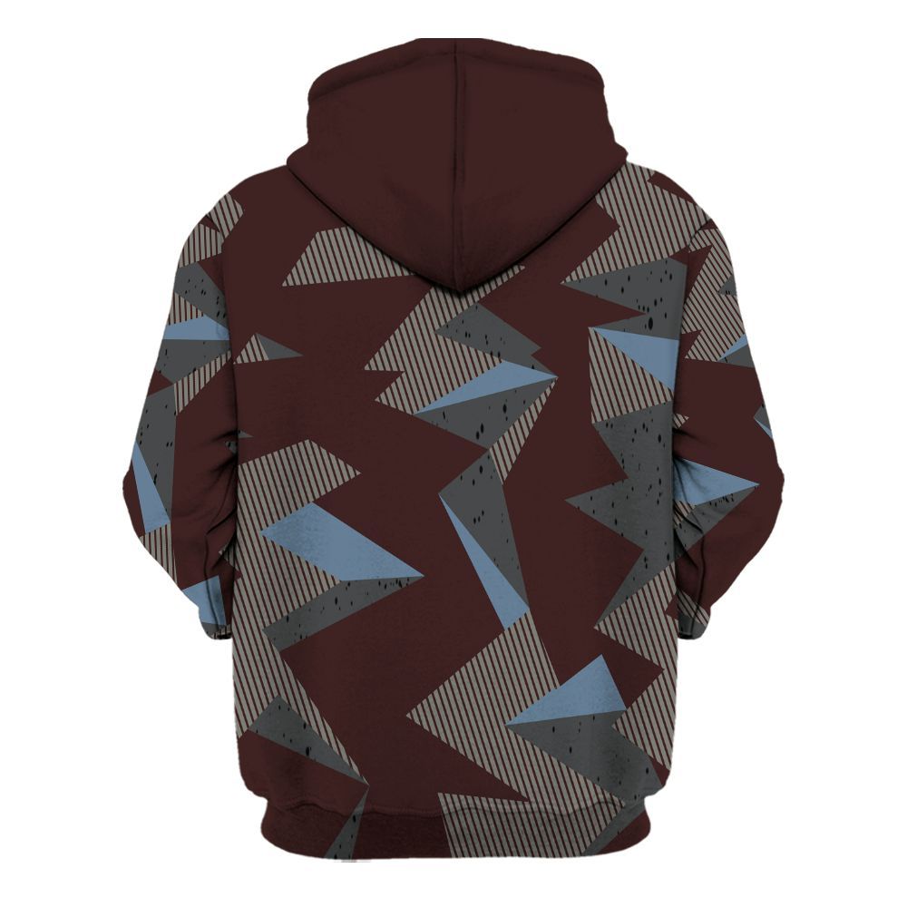 Hoodie To Match Burgundy 5s - Geometric Camouflage Pattern All Over Print