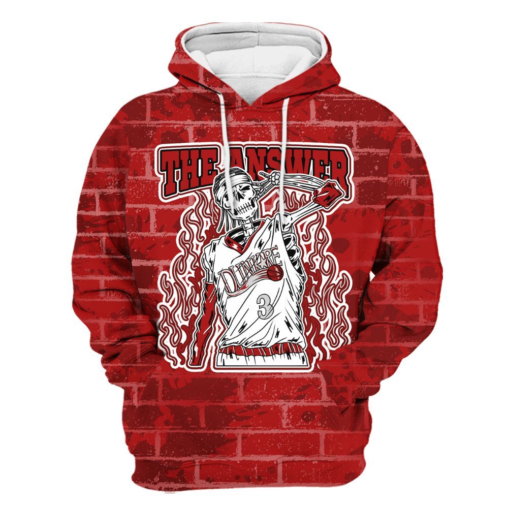 Hoodie To Match Red Taxi 12s - Allen Answer Skeleton Brick All Over Print