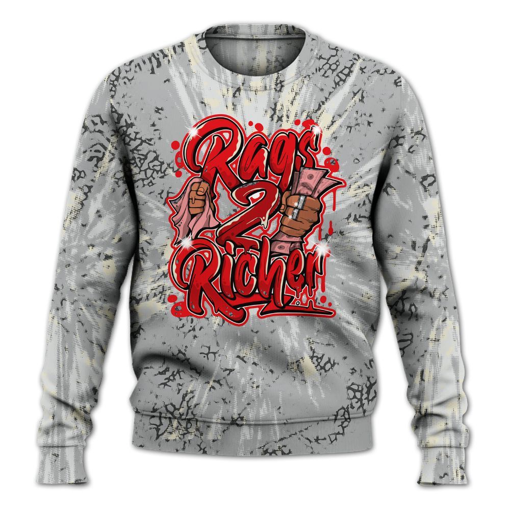 Sweatshirt To Match Cement Grey 3s - Rag 2 Rich Graphic Luxury All Over Print