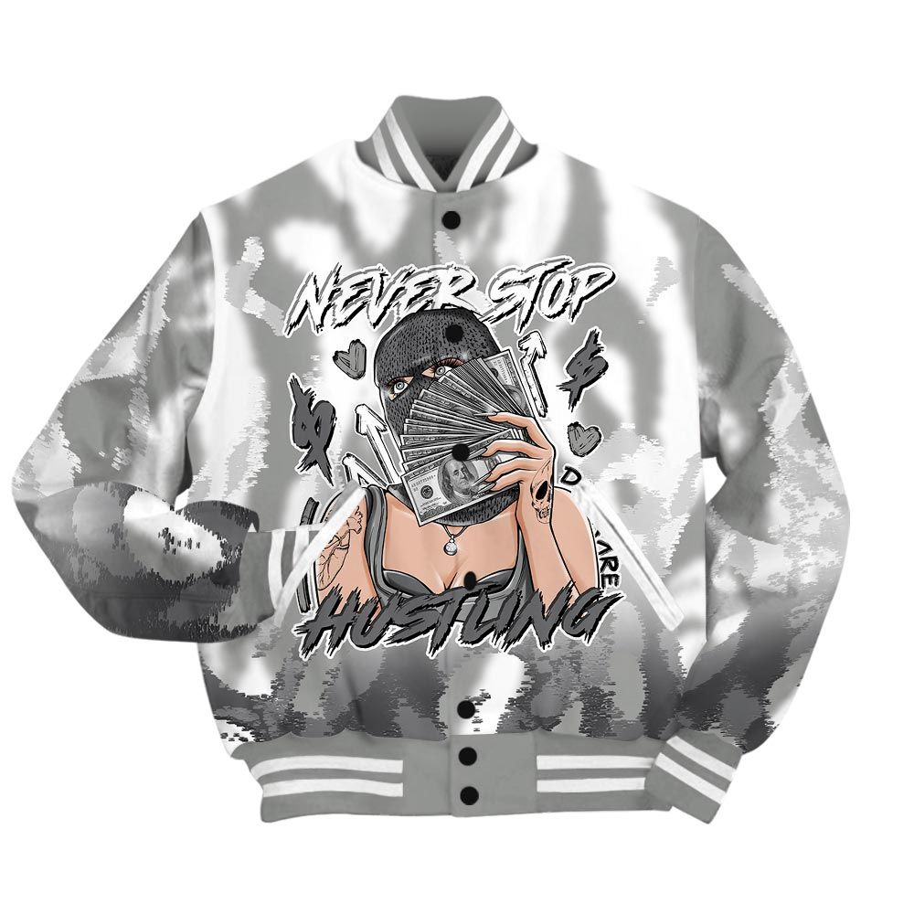 Varsity Jacket To Match Paris Cement Grey 4s - Hustling Unique Burn Varsity Jacket Unisex