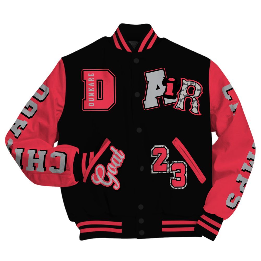 Varsity Jacket To Match Black Cement 3s - AIR Number 23 GOAT All Over Print