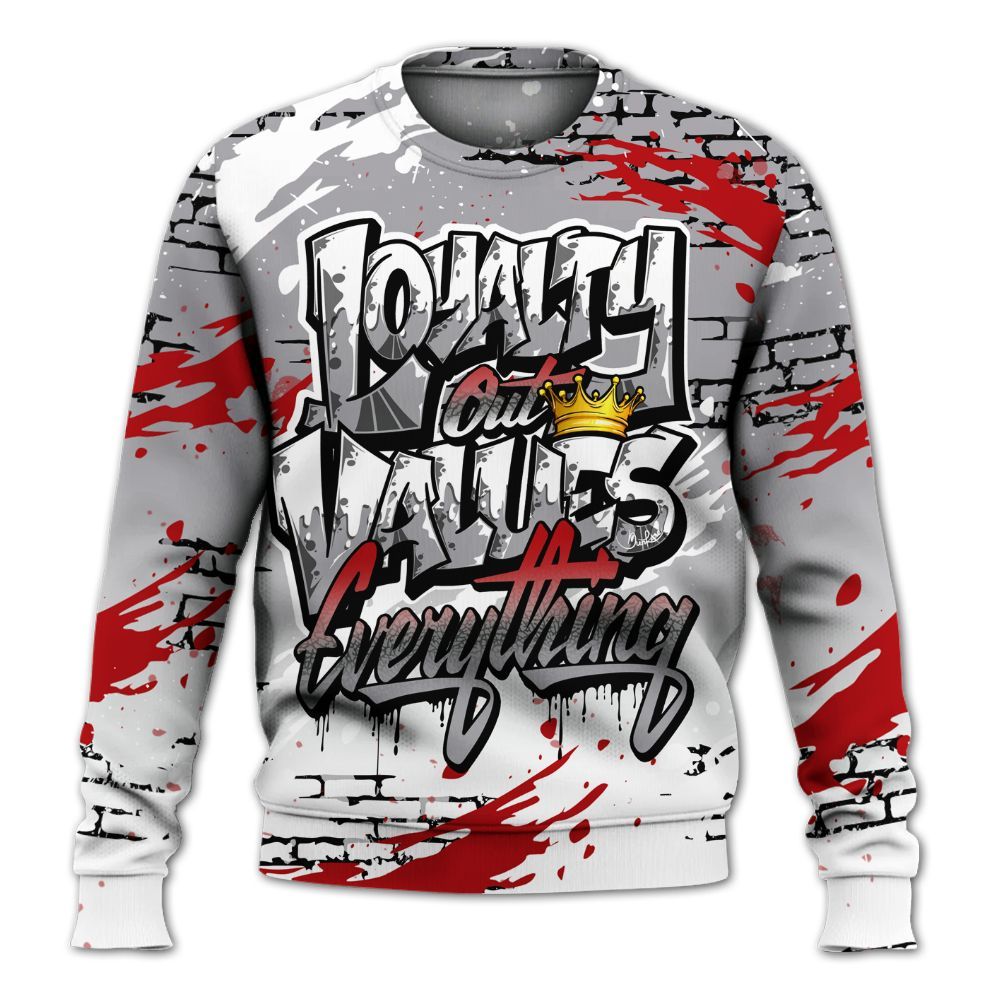 Sweatshirt To Match Cement Grey 3s - Values Of Loyalty Drip All Over Print