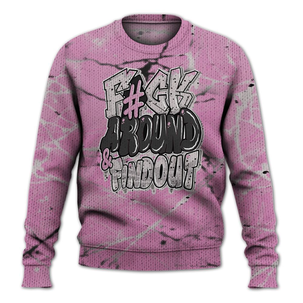 Knitted Sweater To Match Neutral Grey Black White Orchid 4s - F Around Find Out Graphic Profound