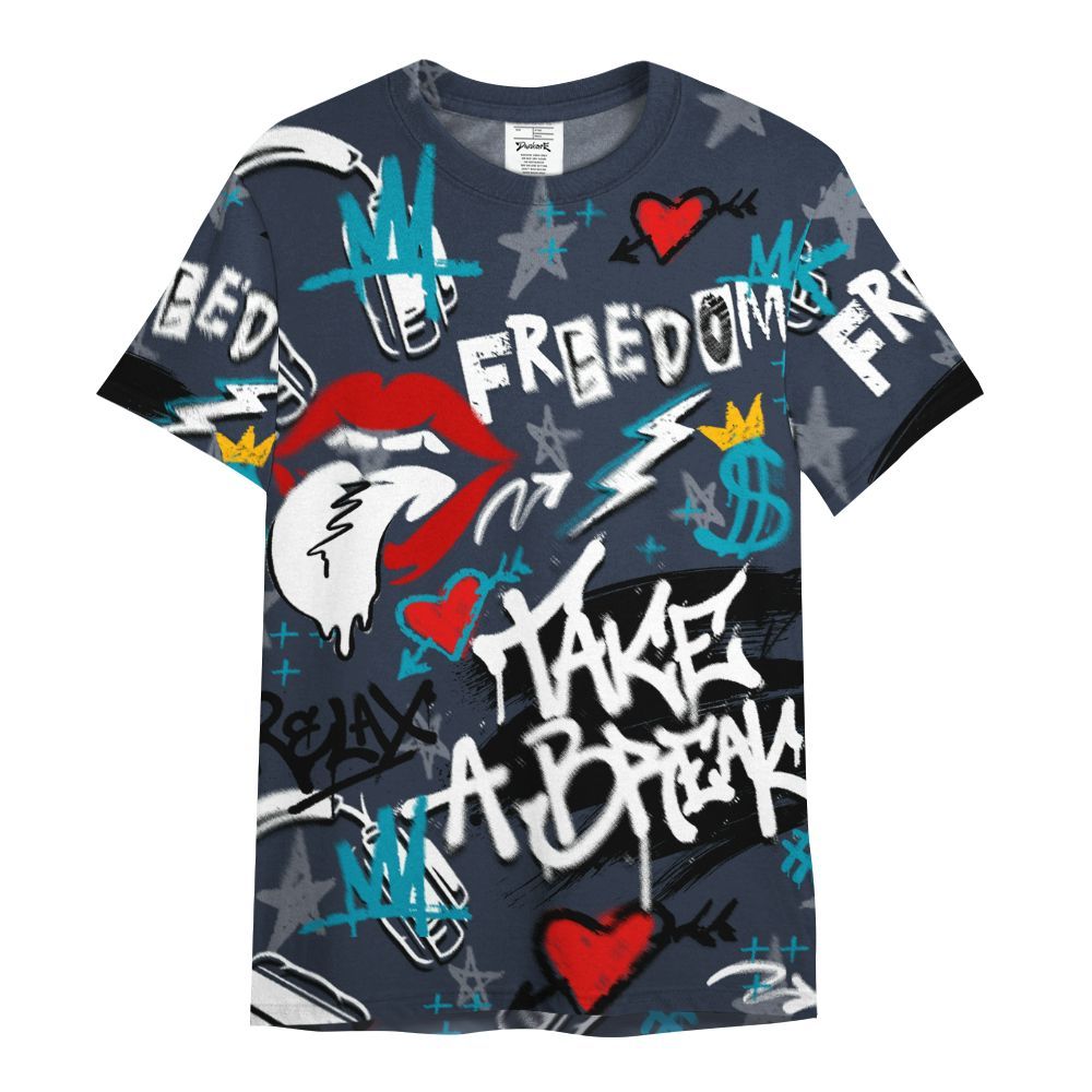 Shirt To Match Retro Obsidian 13s - Take Break Freedom Graffiti Streetwear All Over Print
