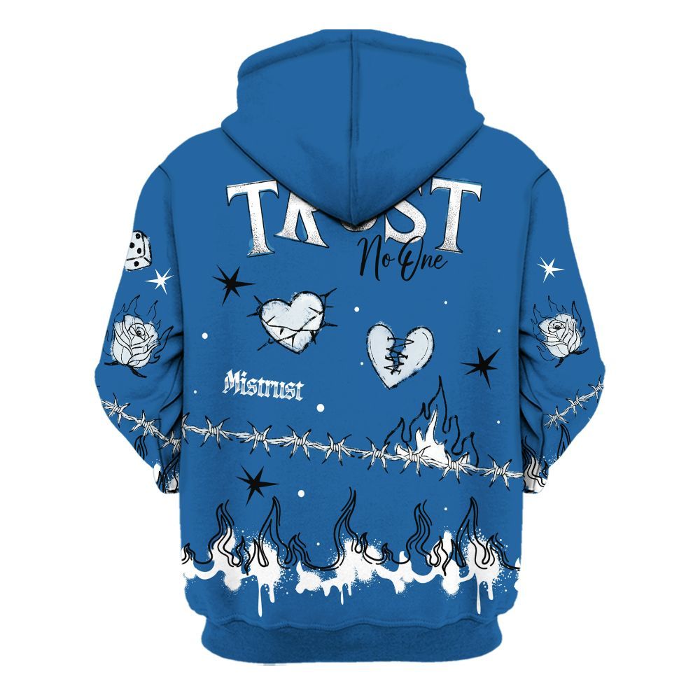 Hoodie To Match French Blue 13s - Trust No One Snake-Bite Doodle Crayon All Over Print