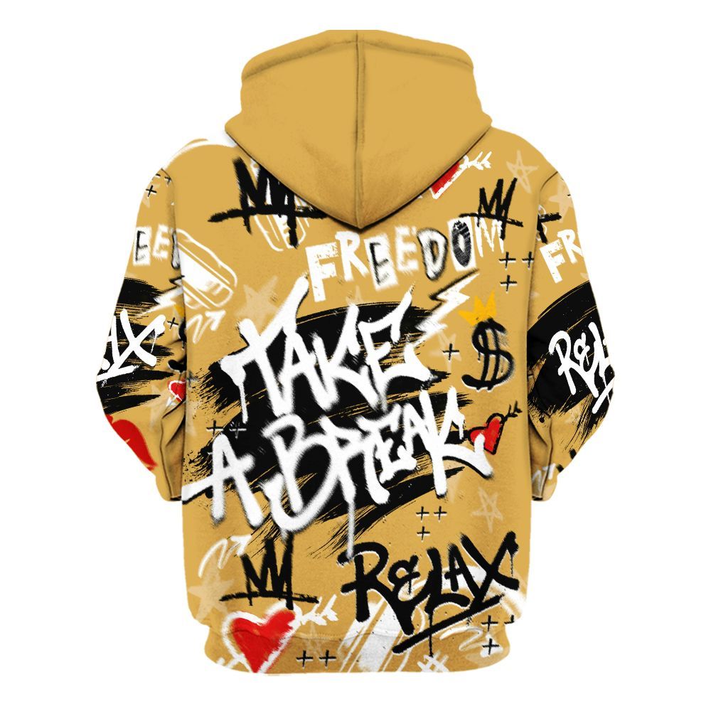 Hoodie To Match Low OG Rookie Of The Year 1s - Take Break Freedom Graffiti Streetwear All Over Print
