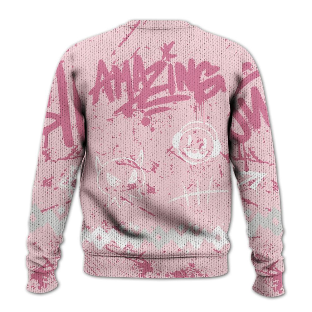 Sweater To Match GS Pearl Pink 12s Shirt, Friday Sneaker Crayon Graphic