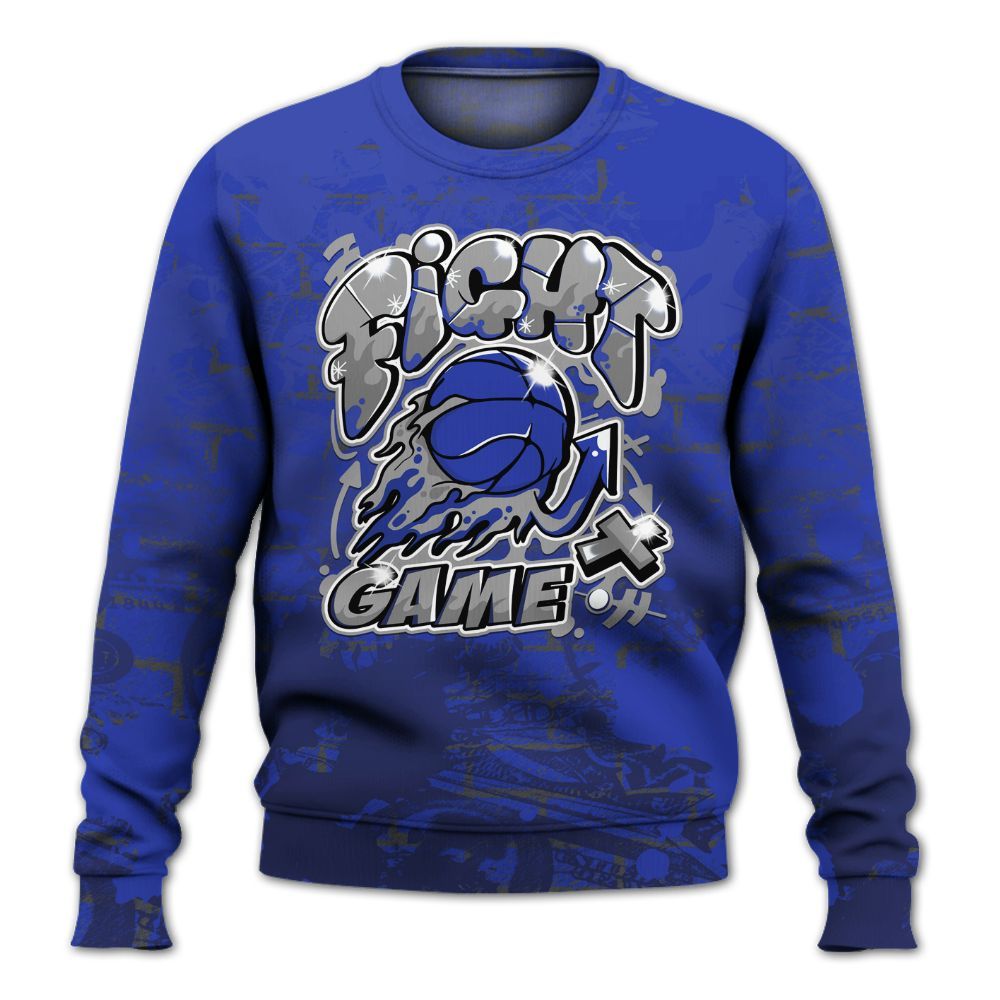 Sweatshirt To Match Air Max Plus Black Racer Blue - Fighter Games Graphic Street Art All Over Print