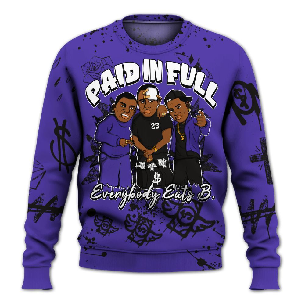 Sweatshirt To Match Field Purple 12s - Everybody Paid In Full Crayon All Over Print