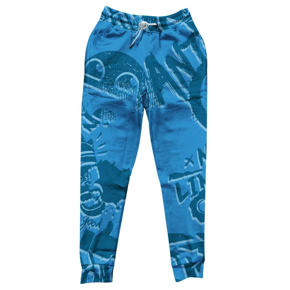 Sweatpant To Match Powder Blue 9s - Monogram Graffiti All Over Print