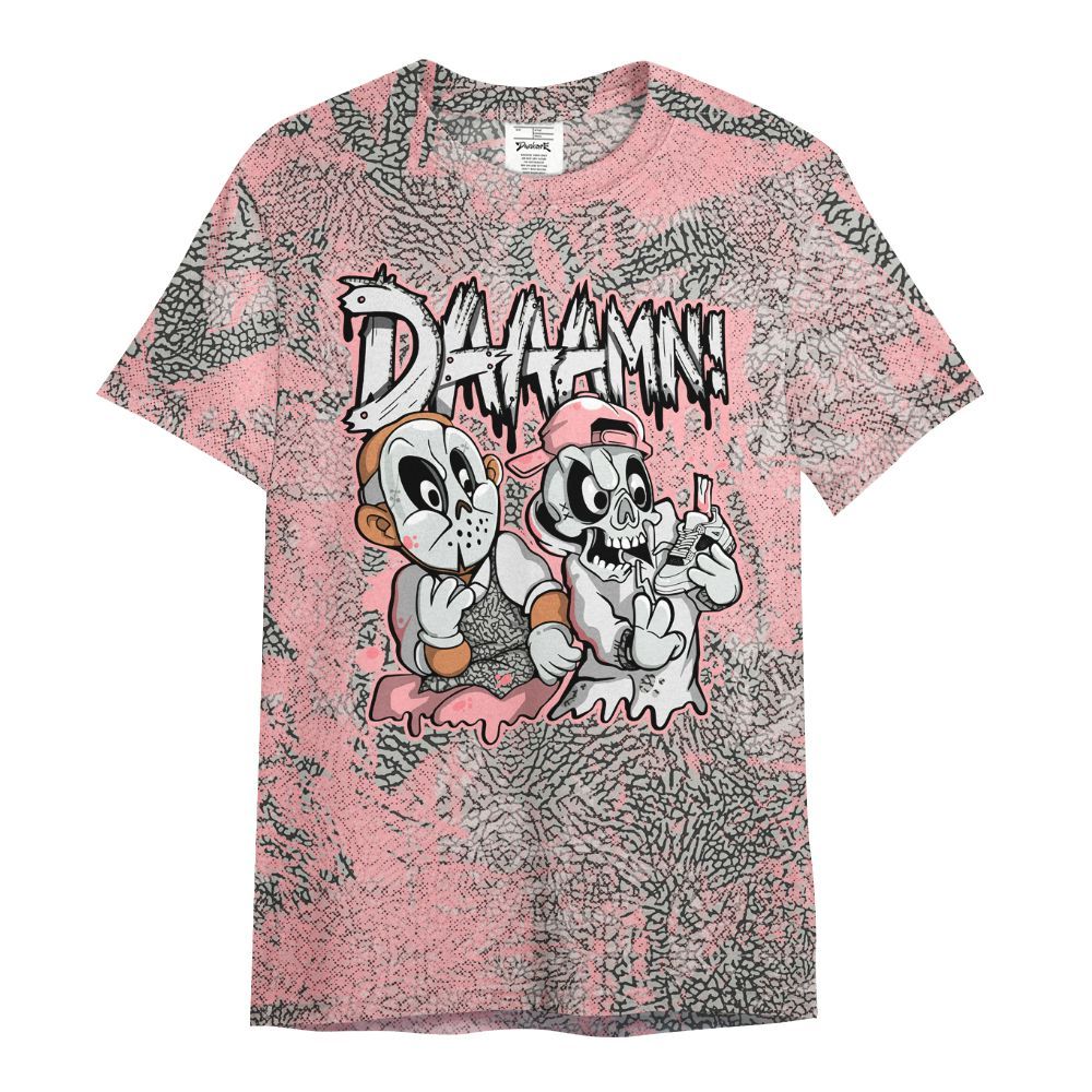 Shirt To Match Retro Wings 3s - Damn Shoe Graphic Heart Grunge All Over Print