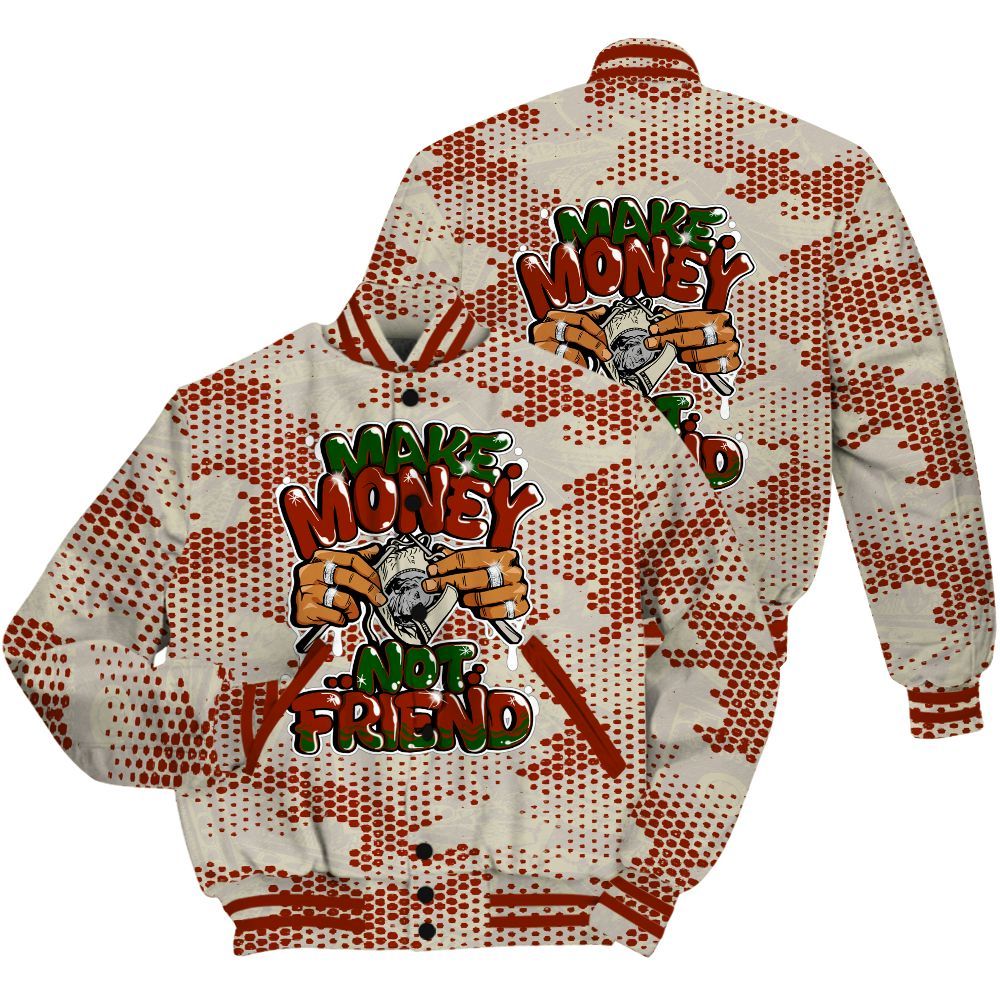 Varsity Jacket To Match El Grito 5s Shirt - Make Moneys Not Friend Graphic Banknotes All Over Print