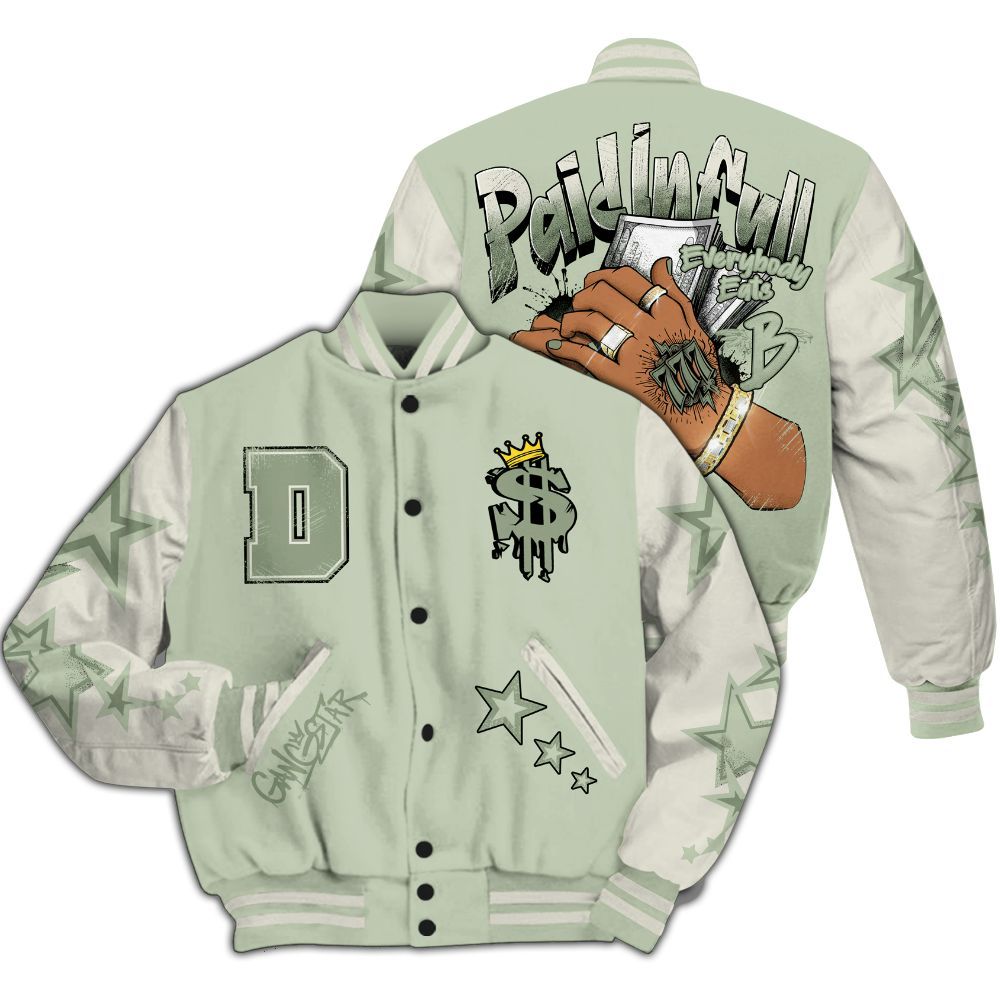 Varsity Jacket To Match Seafoam Sail 4s - Paid In Full Lucky All Over Print