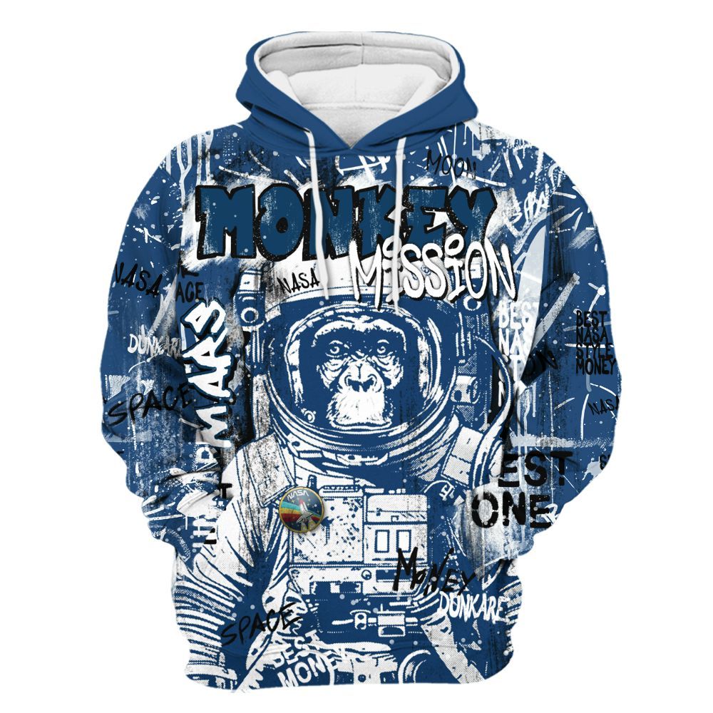 Hoodie To Match High OG Midnight Navy 1s - Monkey Misson Space All Over Print