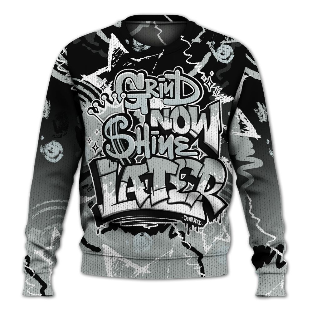 Knitted Sweater To Match Black Wolf Grey 12s - Grind Shine Later Drip