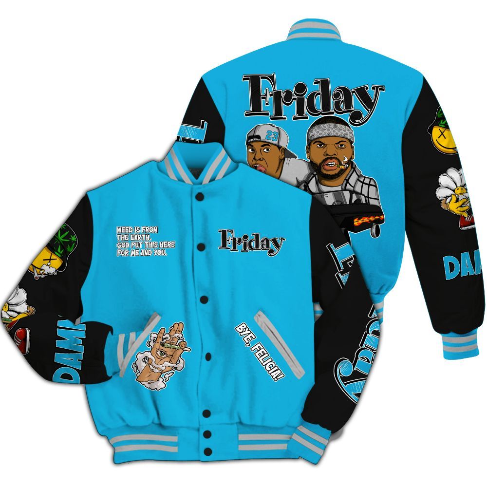 Varsity Jacket To Match Black University Blue 2026 14s - Friday Sneaker Stress Style All Over Print