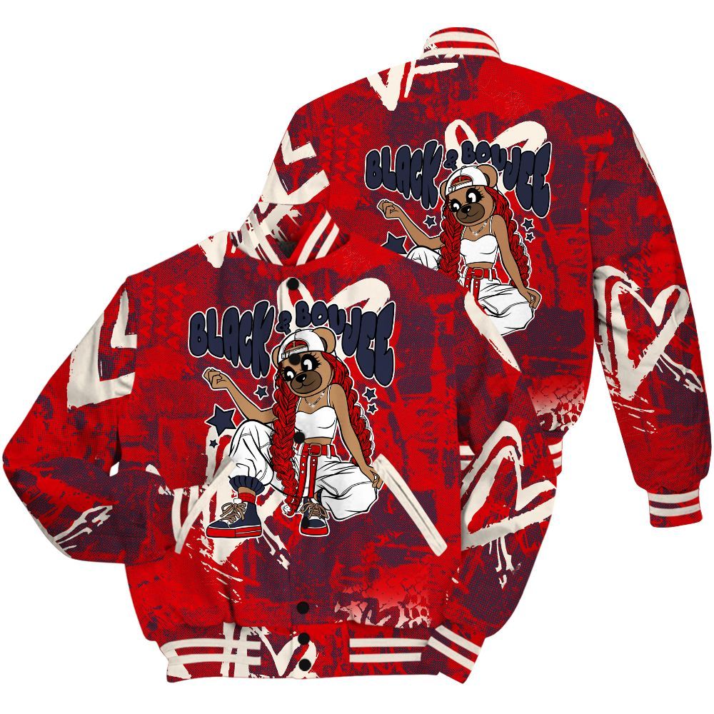 Varsity Jacket To Match Low OG Howard University 1s Shirt - Boujee Girls Bear Heart Grunge All Over Print