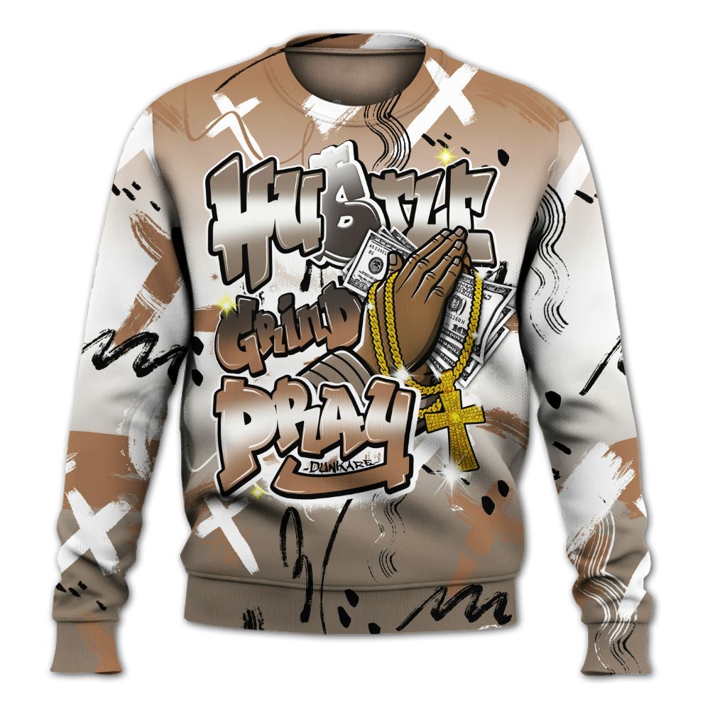 Sweatshirt To Match Air Max Rocky Distressed - Money Hustle Grind Pray All Over Print