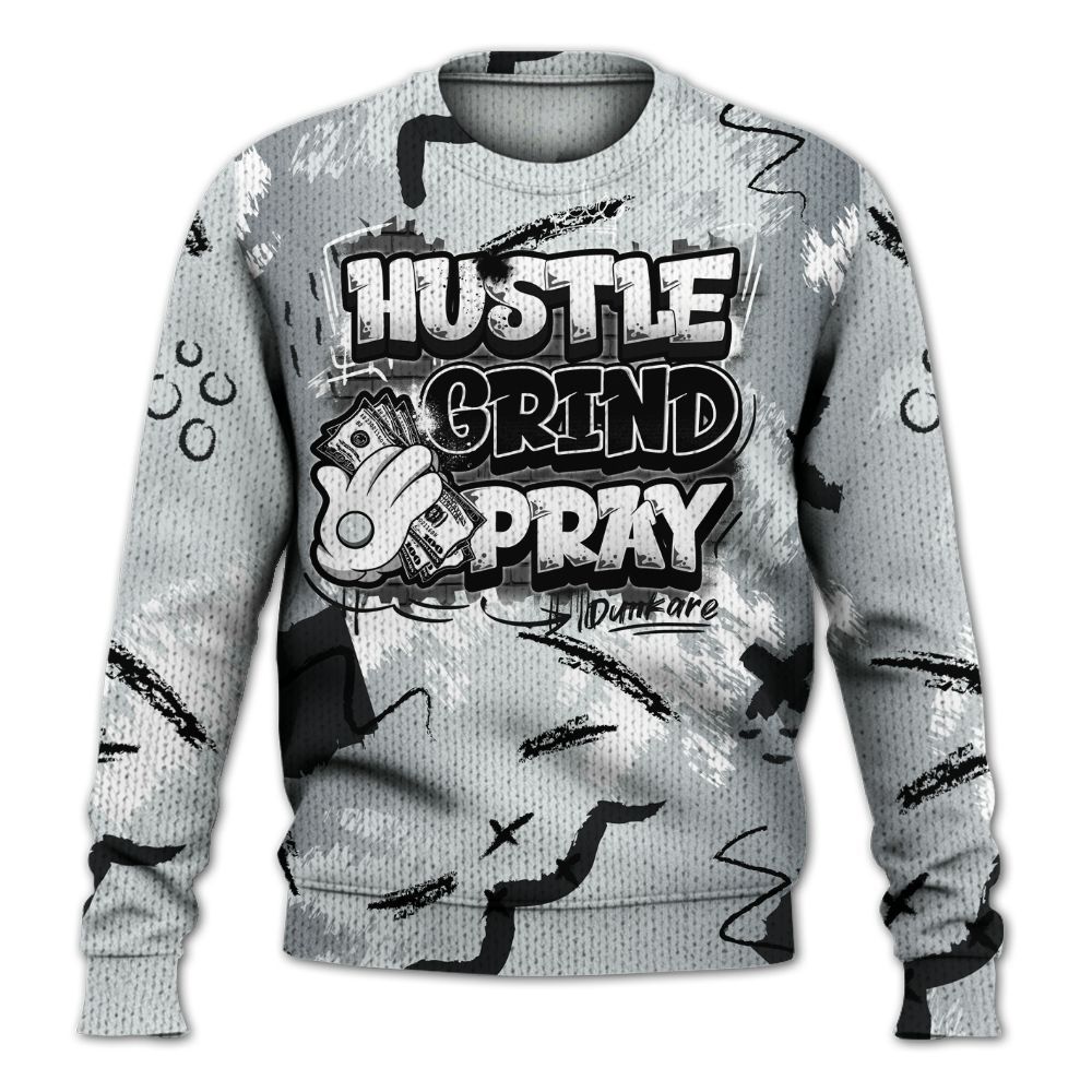 Sweater To Match Cap And Gown 6s - Hustle Grind Pray Graphic Street Style Graphic