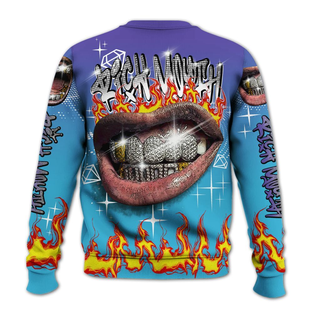 Sweatshirt To Match Retro Aqua 6s - Rich Mouth Fire Rap Retro 90s All Over Print
