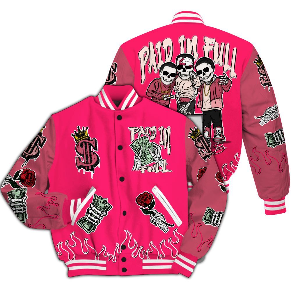 Varsity Jacket To Match A'One Hyper Pink Varsity Jacket, Fire Everybody Paid In All Over Print