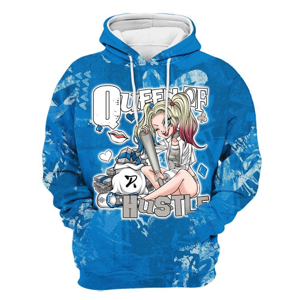 Hoodie To Match Military Blue 4s - Hustles Quiinn Heart Grunge All Over Print