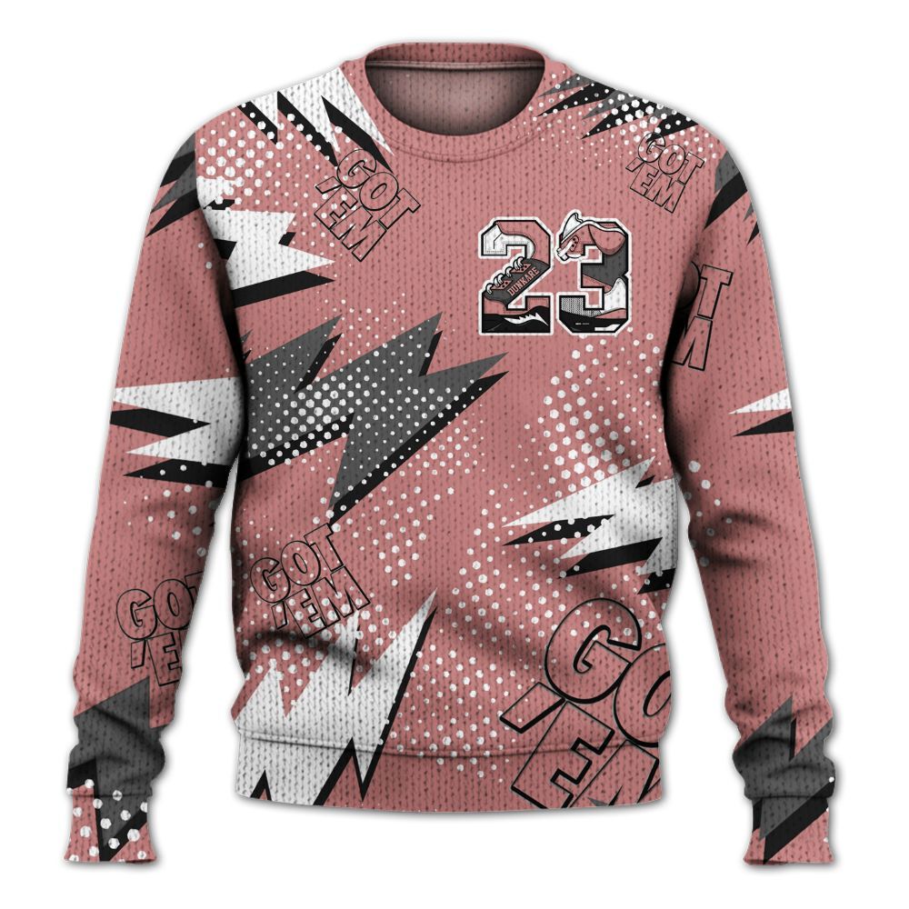 Knitted Sweater To Match Low OG Rust Pink 1s - Custom Name Number 23 5s