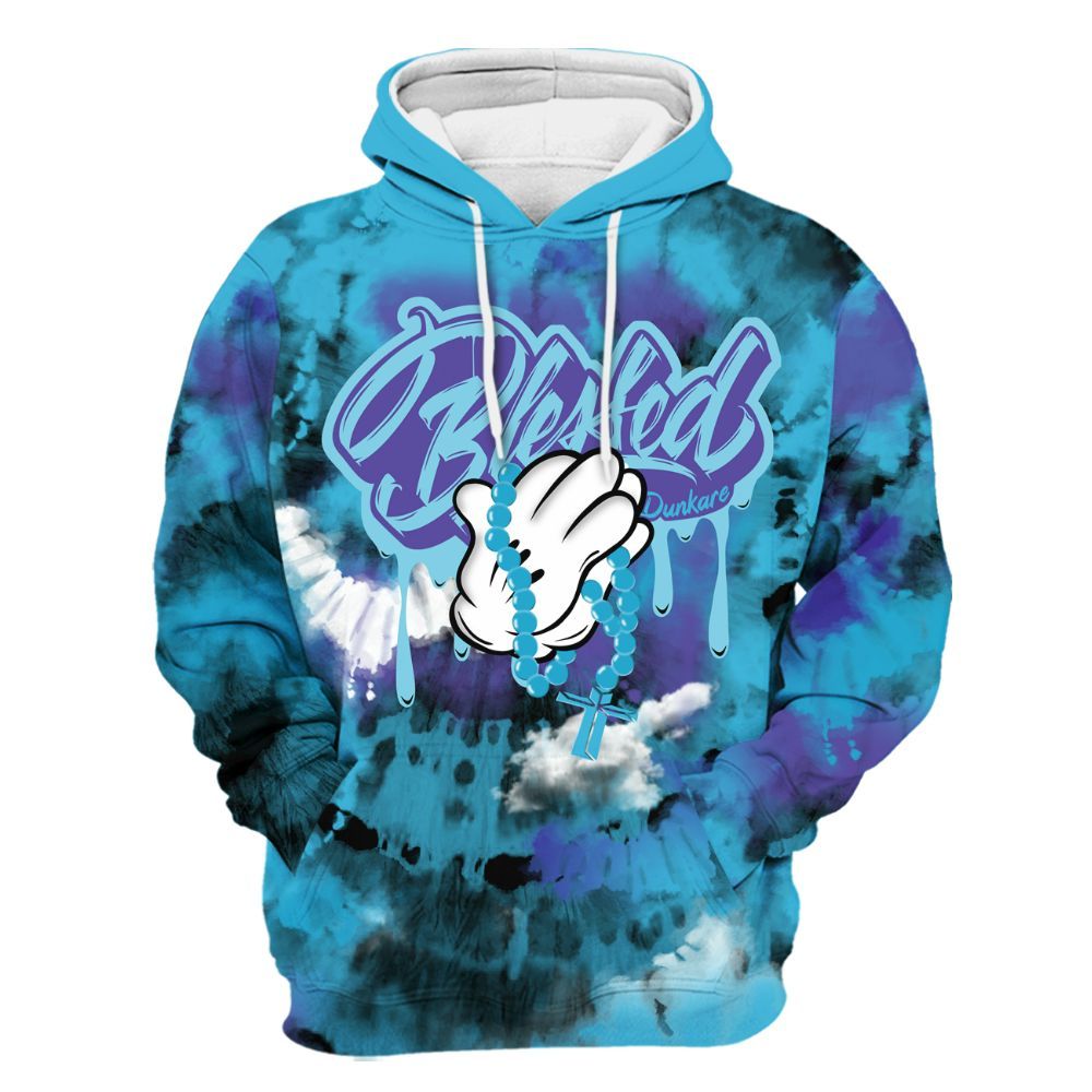 Hoodie To Match Retro Aqua 6s - God Blessed Tie Dye All Over Print