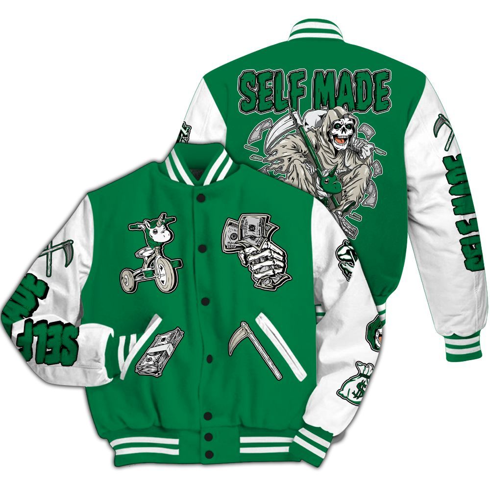 Varsity Jacket To Match Lucky Green 2s - Self Make Skeleton All Over Print