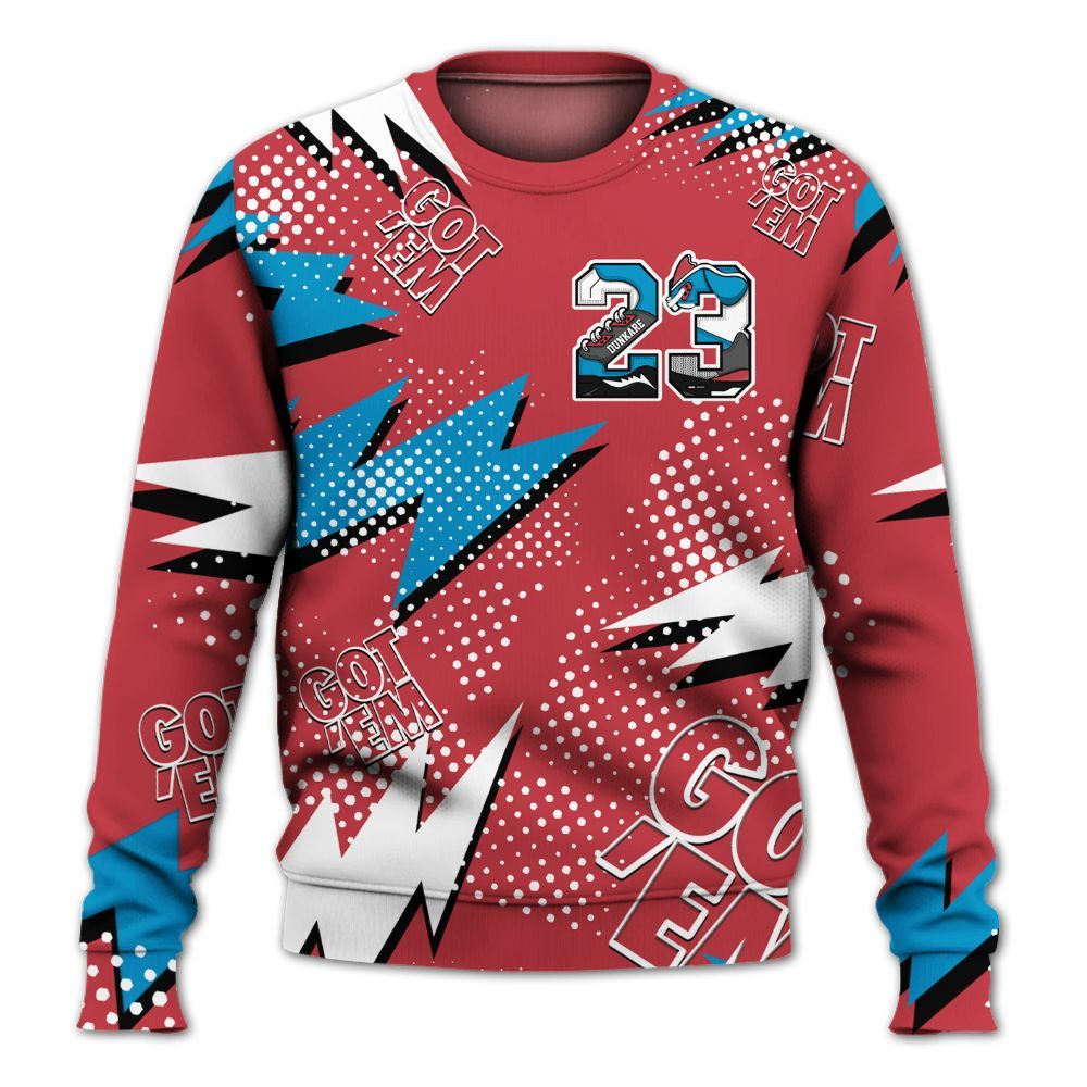 Sweatshirt To Match High OG University Red Dark Powder Blue 1s - Custom Name Number 23 5s All Over Print