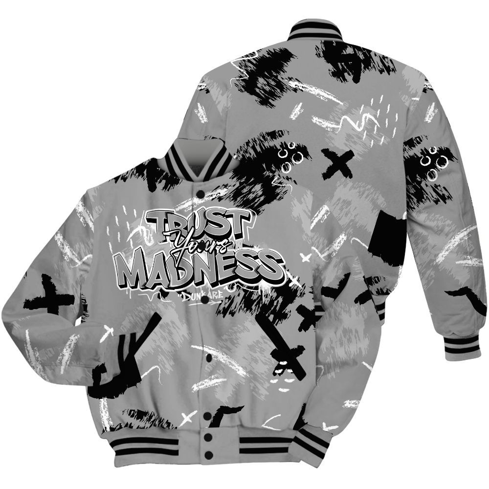 Varsity Jacket To Match Black Wolf Grey 12s - Trust Your Madness Retro All Over Print