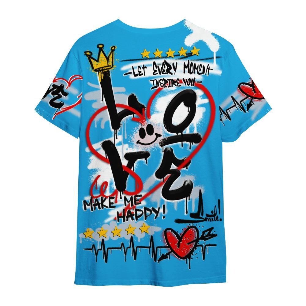 Shirt To Match University Blue Low 2026 11s - Happy Love Beats Graffiti Streetwear All Over Print