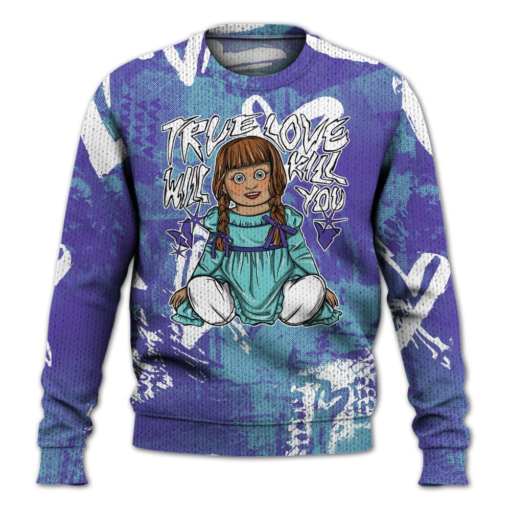 Knitted Sweater To Match Low Hornets 1s - Genuine Loves Bear Heart Grunge