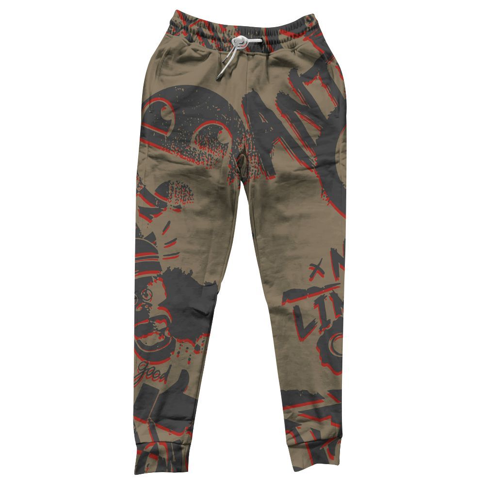 Sweatpant To Match Olive 9s - Monogram Graffiti All Over Print