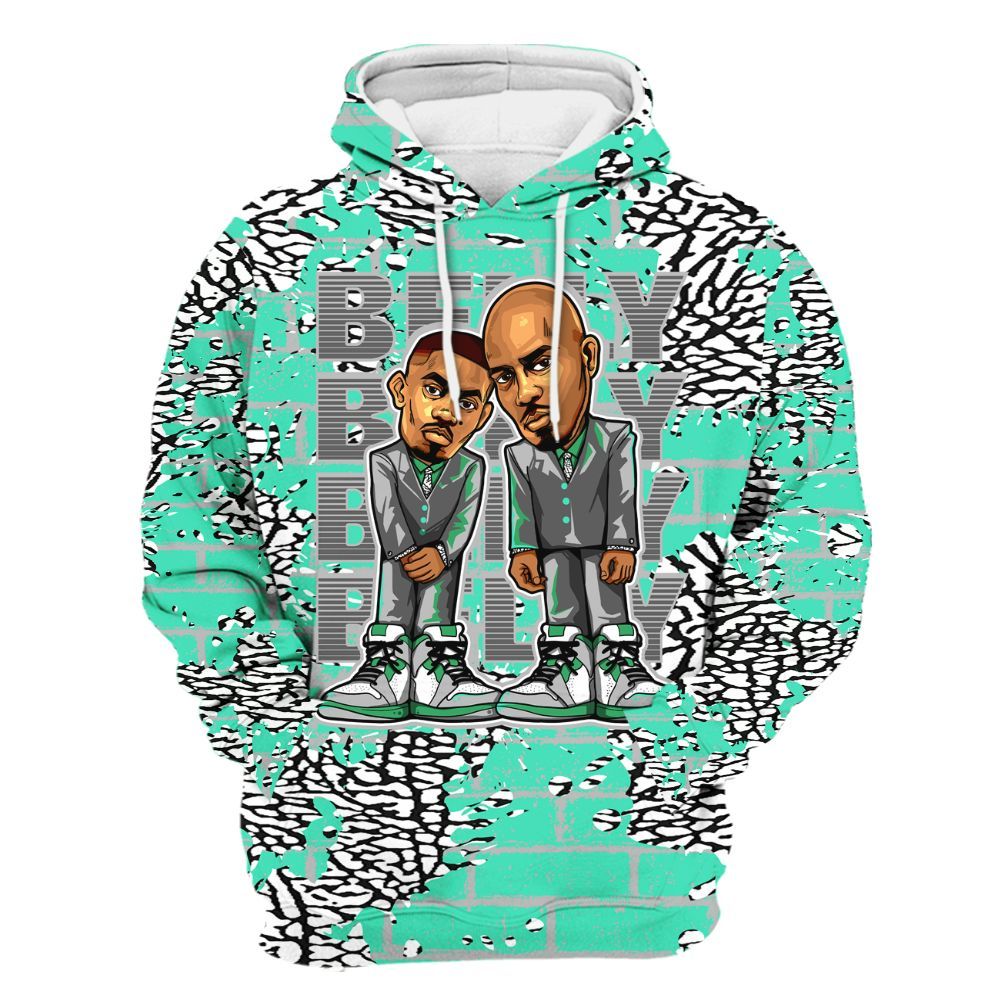 Hoodie To Match Black Green Glow 3s - Belly Sneakers Graphic Halloween All Over Print