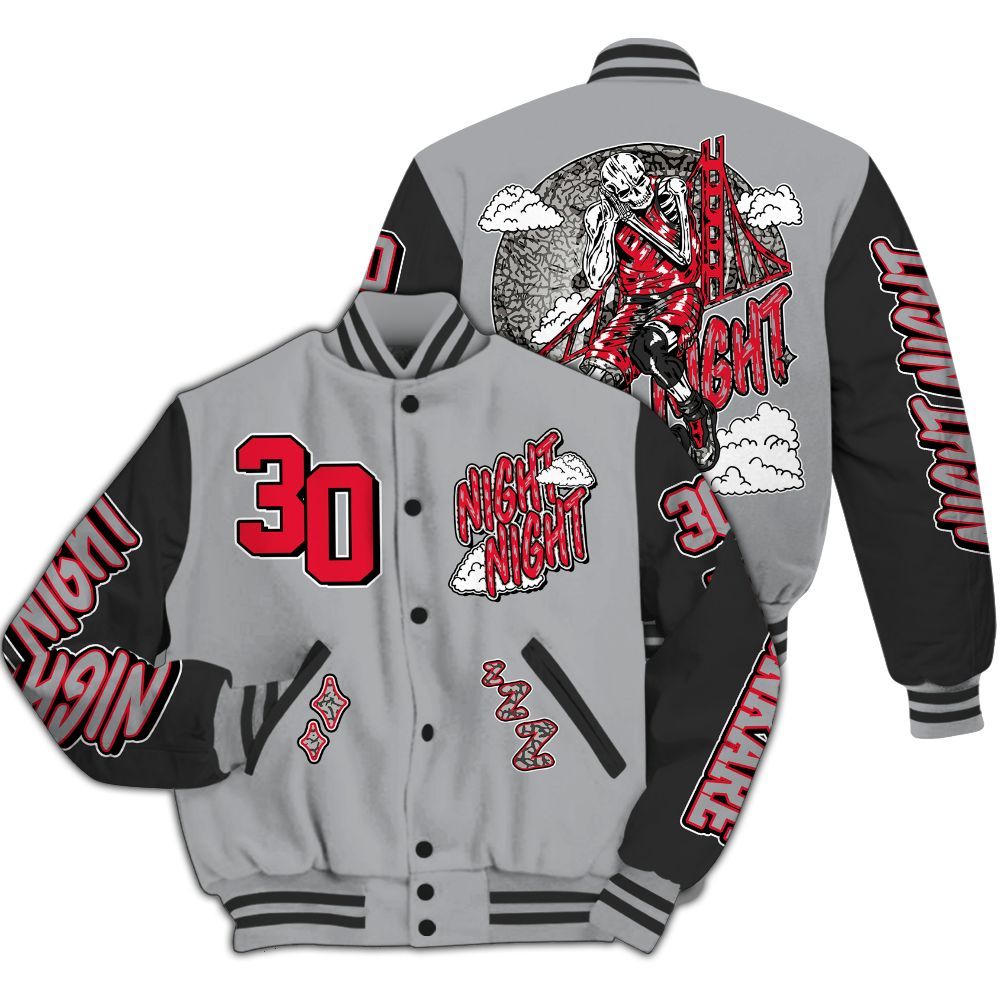 Varsity Jacket To Match Black Cement 3s - Seeya Skeleton All Over Print