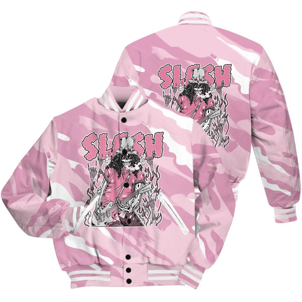 Varsity Jacket To Match Orchid 4s Shirt - Slash Skeleton Colored All Over Print