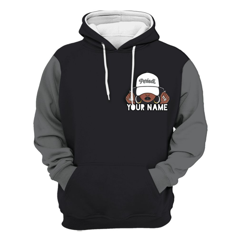 Hoodie To Match White Thunder 4s Varsity Jacket, Custom Name Black Girl All Over Print