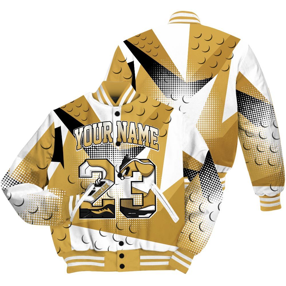 Varsity Jacket To Match Retro Light Ginger 14s Shirt, Poly Custom Name Number 23 5s All Over Print