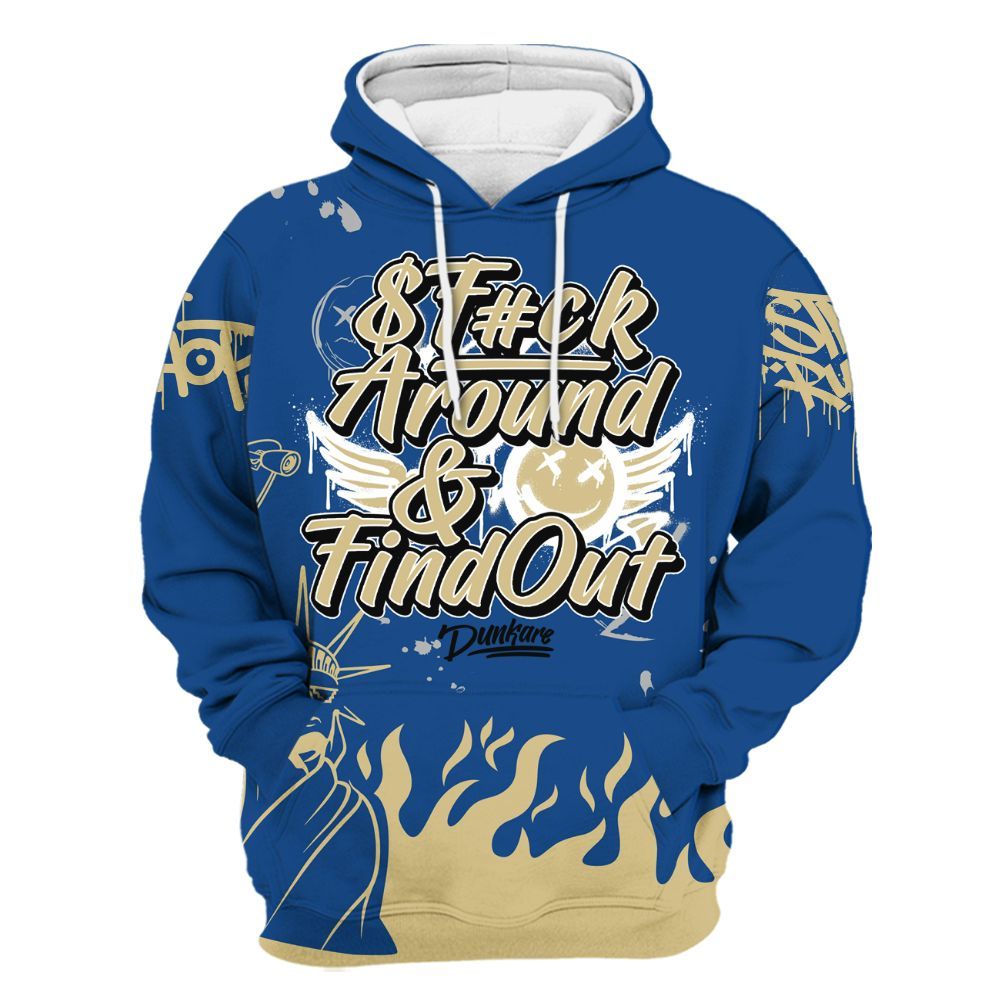 Hoodie To Match Air Ship Royal Blue - Graphic Fck Around Find Out All Over Print