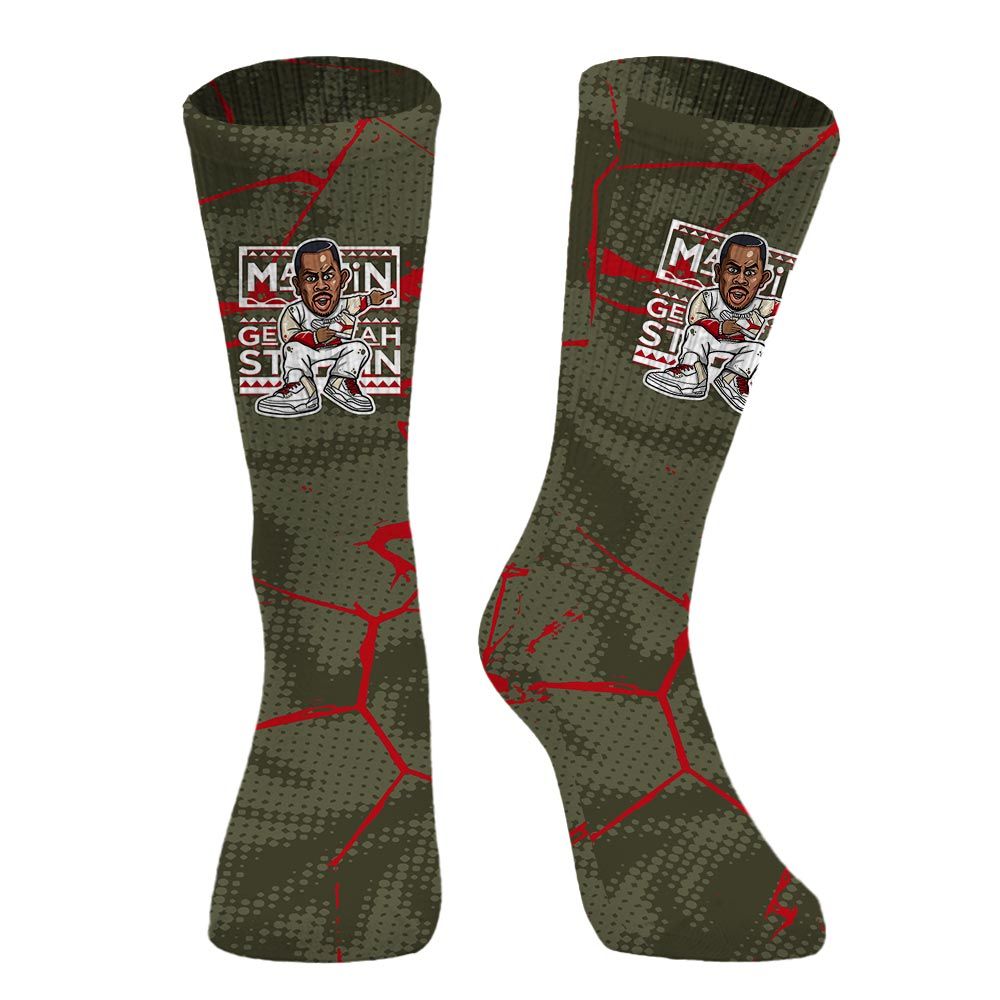 Sock To Match Travis Scott Low OG Medium Olive 1s - Get Tag Sneakers Steppin' Graphic