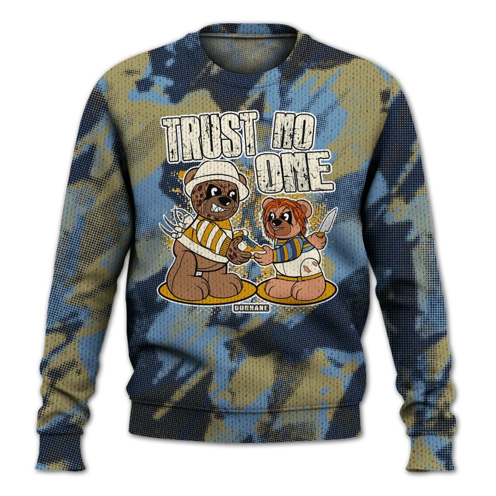 Knitted Sweater To Match High OG First In Flight 1s - Trust No One Bear Abstract Halftone