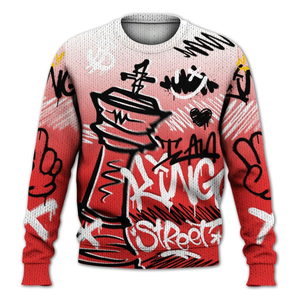 Knitted Sweater To Match Red Thunder 4s - Street King Chess Streetwear
