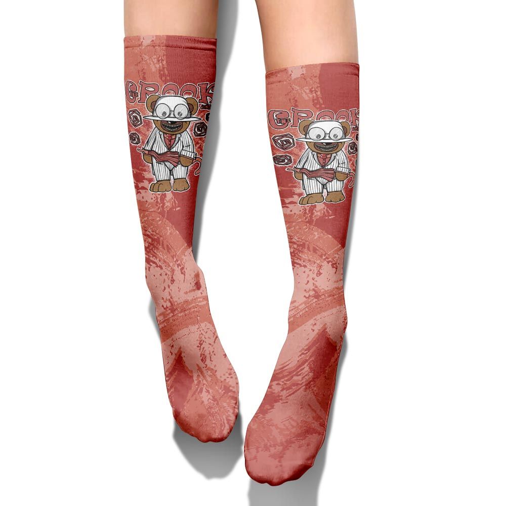 Sock To Match Dune Red 13s - Swindler Bear Circle Slpash